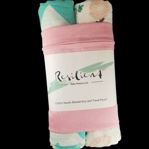 2 Pack Baby Muslin Blankets with Travel Bag